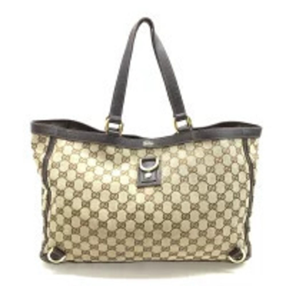 Gucci GG Canvas Tote Bag Handbag Brown Beige
